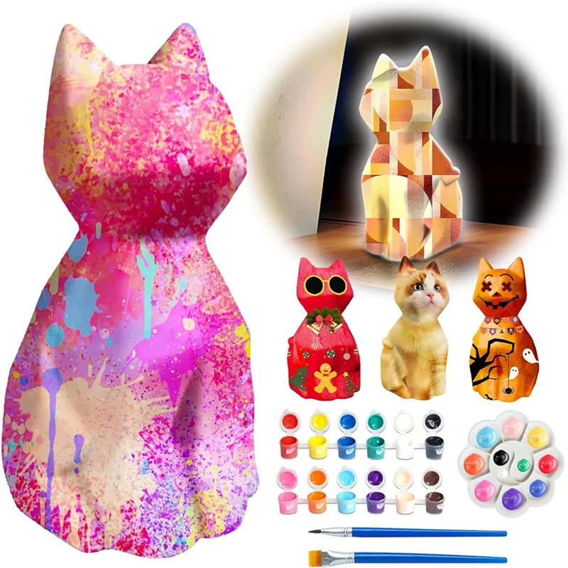ABKJ-Diy Cat Crafts Night Light Painting Kit Arts And Crafts Suitable For Art Supplies Birthday Gifts