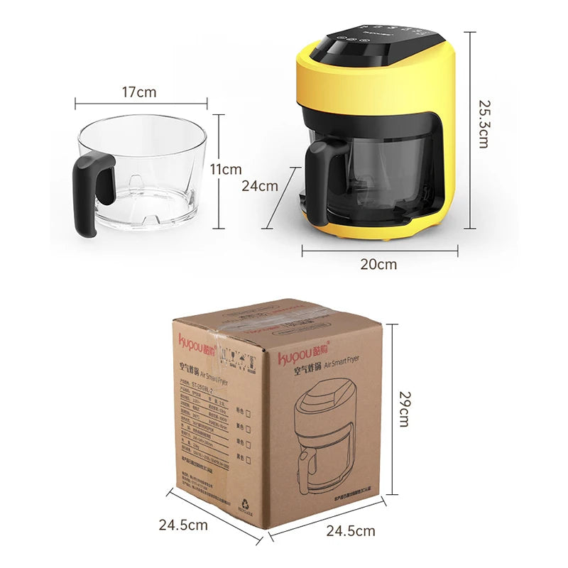 2026 Multifunctional  220V air fryer household transparent visualization fully automatic air fryer small capacity electric fryer