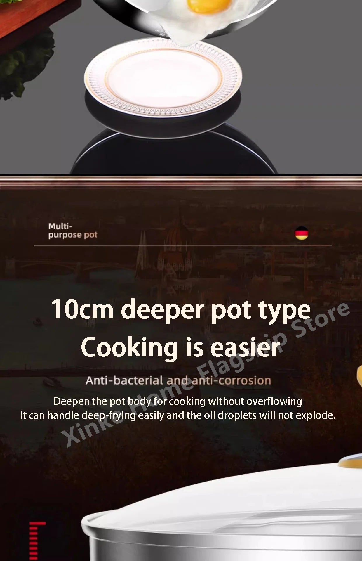 316 Stainless Steel Frying Pan Deepened Uncoated Wok NonStick Skillets Gas Stove Induction Cooker Universal Kitchen Cookware Pan