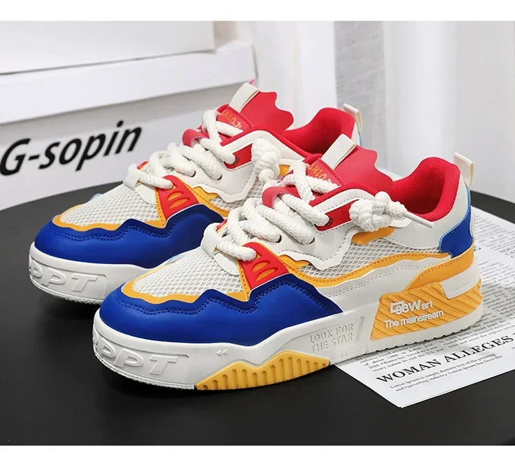 2025 new large-sized men's shoes, all-season fashion and versatile, soft-soled white sneakers and sports shoes