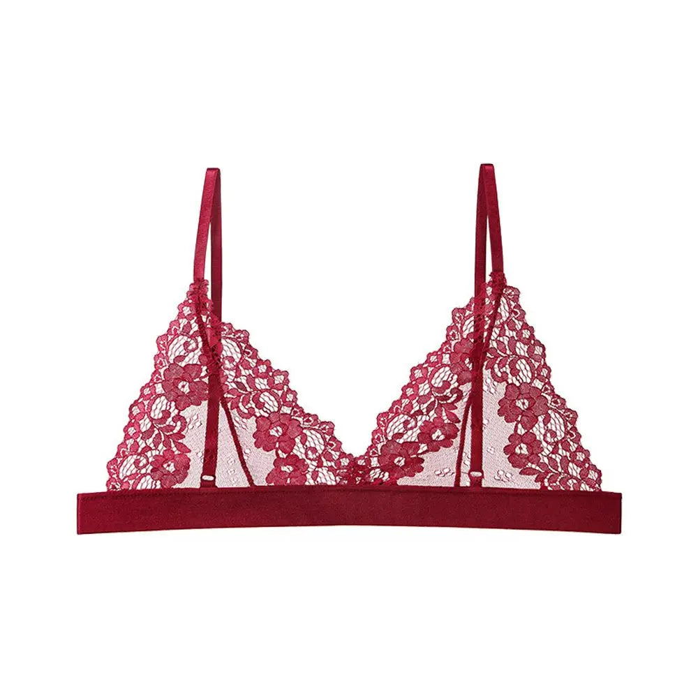 Breathable Underwear Women Intimates Tube Top Beauty Back NO Steel Ring Lace Bralette Women Bras Triangle Cup Flower