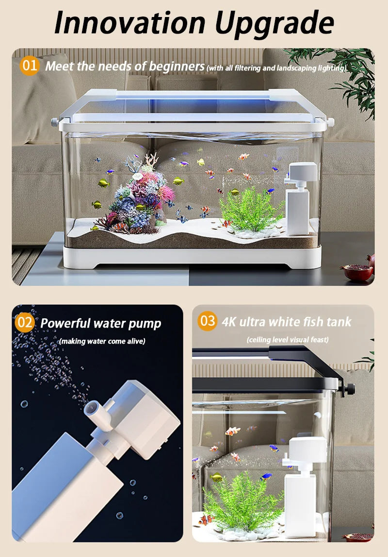 Acrylic Aquariums Small Fish Tank Household Desktop Decoration Fishbowl Transparent Aquarium Fish Breeder Box with Light