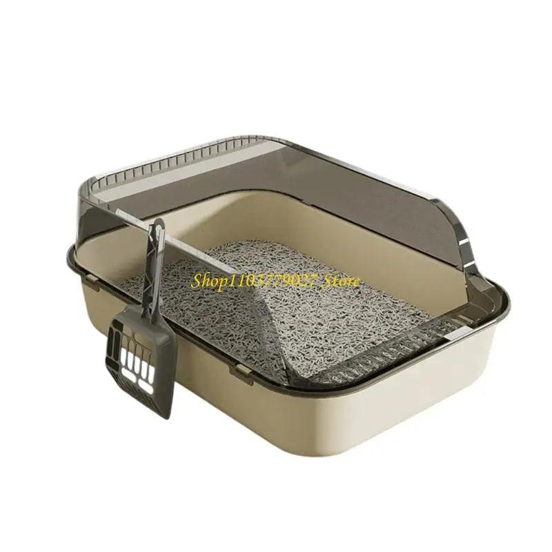 C4DF Semi Covered Pet Toilet Easy to Clean Plastic Litter Tray for Home Use