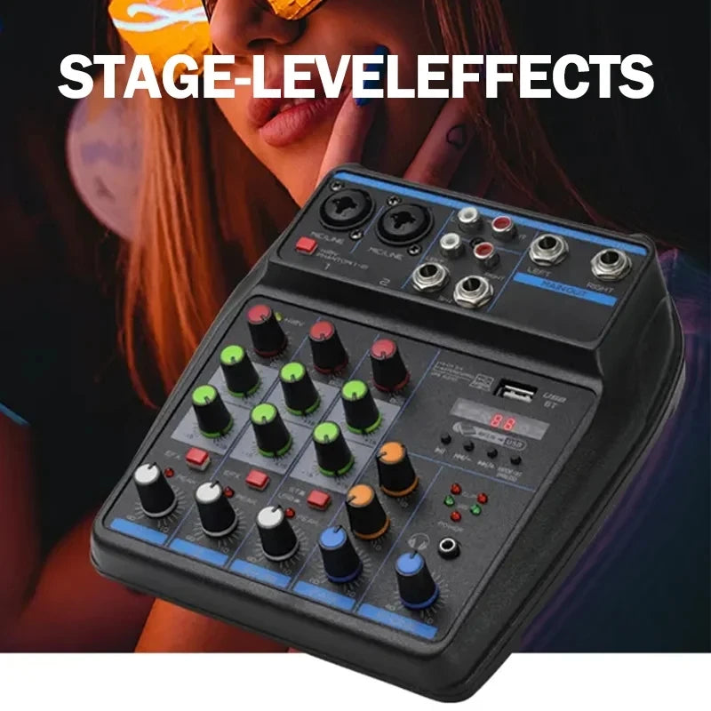 AS4 4 way Mini Mixer with Reverberation Stage Mobile Computer Live USB Recording audio mixer 4 channels DJ Mixer sound Mixer
