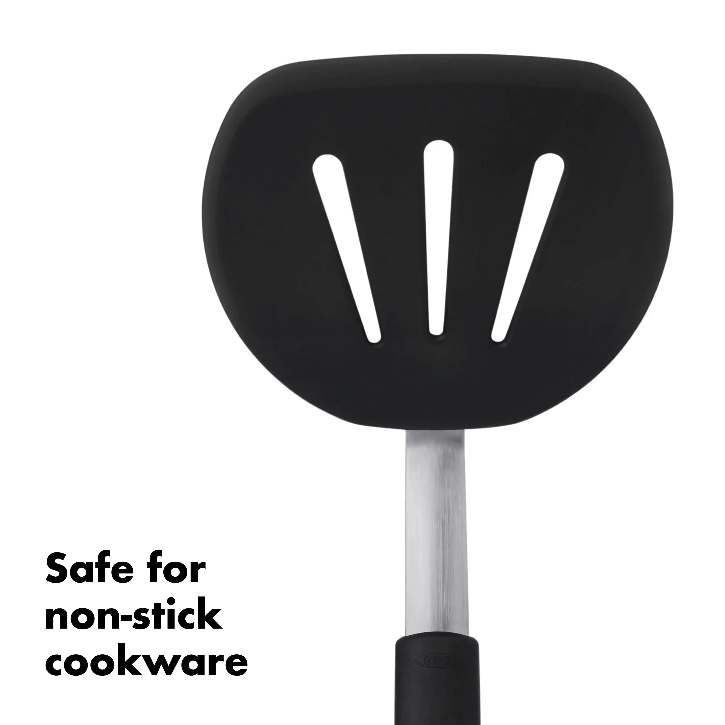 Black Flexible Silicone Spatula Pancake Turner, Heat-Resistant Non-Scratch Kitchen Utensil for Baking
