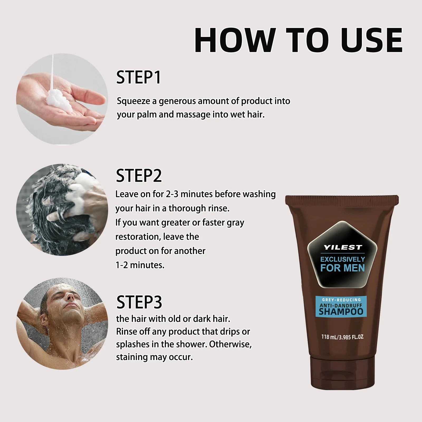 Anti Dandruff Shampoo Deep Clean Nourish Hair Roots Darken Hair Strengthen Hair 118ml Moisturizing Scalp Care Shampoo