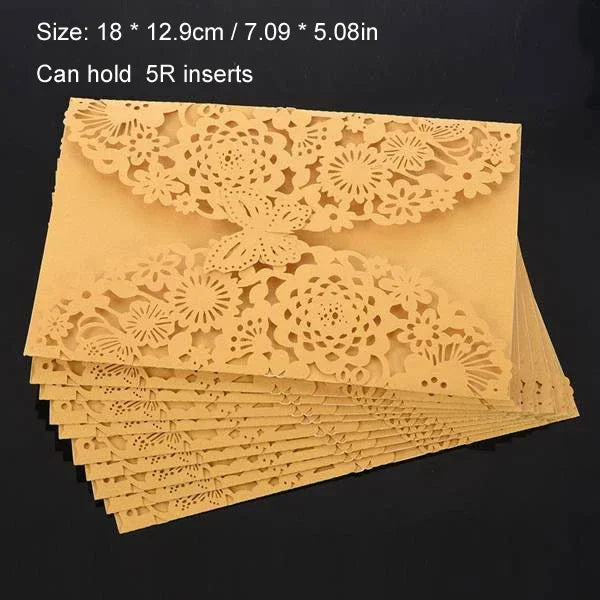 10pcs 3D Butterfly Wedding Invitation Card Flower Bithday Cards Girl Debut Invitations Laser Cut Hollow Out Party Cards 5R size