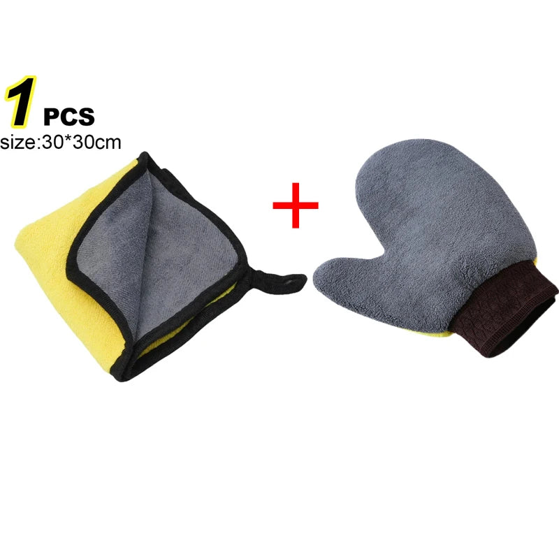 Car Washing Gloves Microfiber Coral Velvet Strong Water Absorption Body Cleaning Glove Double Sided Thickened Duster Clean Tools