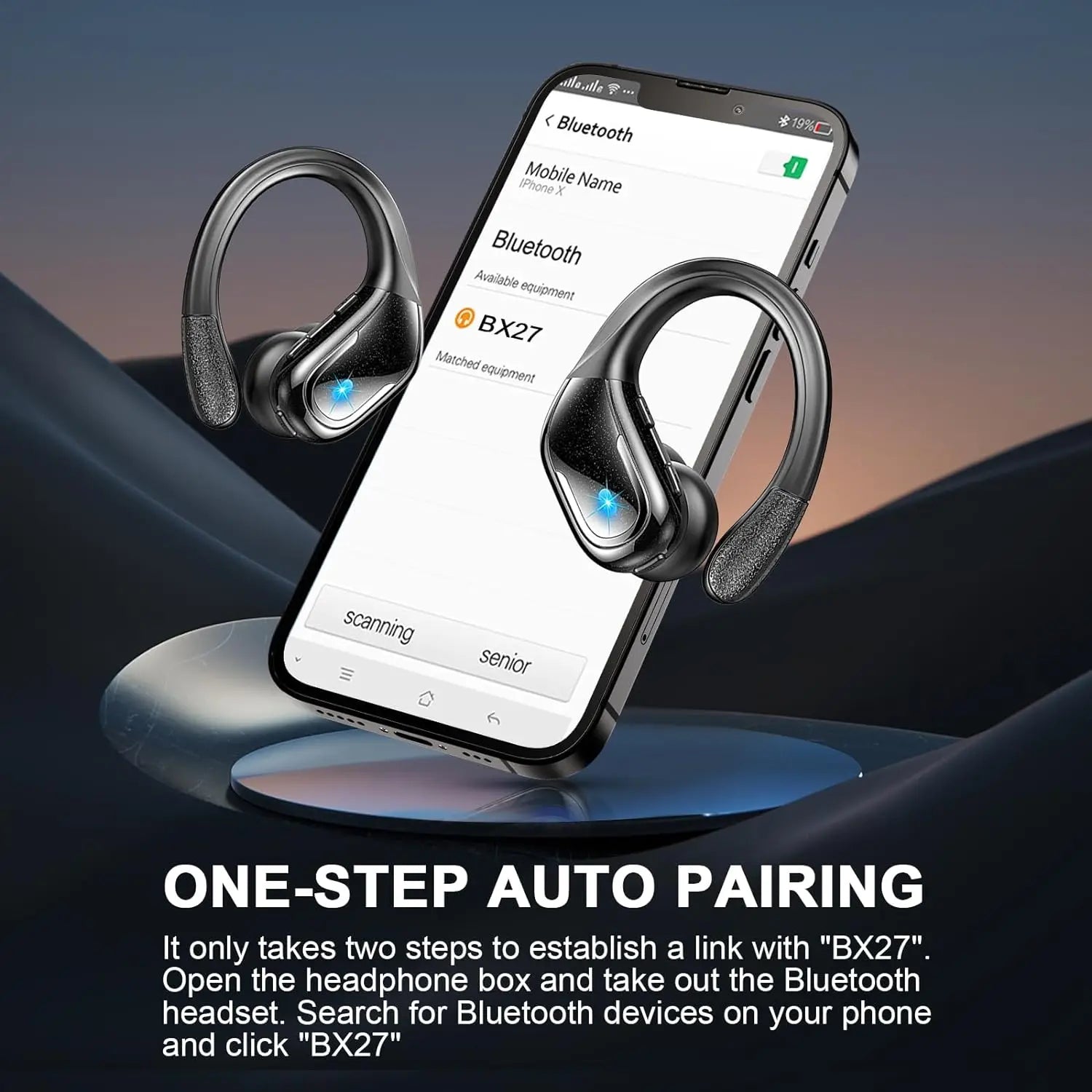 75Hrs Bluetooth 5.3 IP7 Waterproof Wireless Headphones with ENC Noise Cancelling Deep Bass Earhook For Sports Workout Gym Earbud