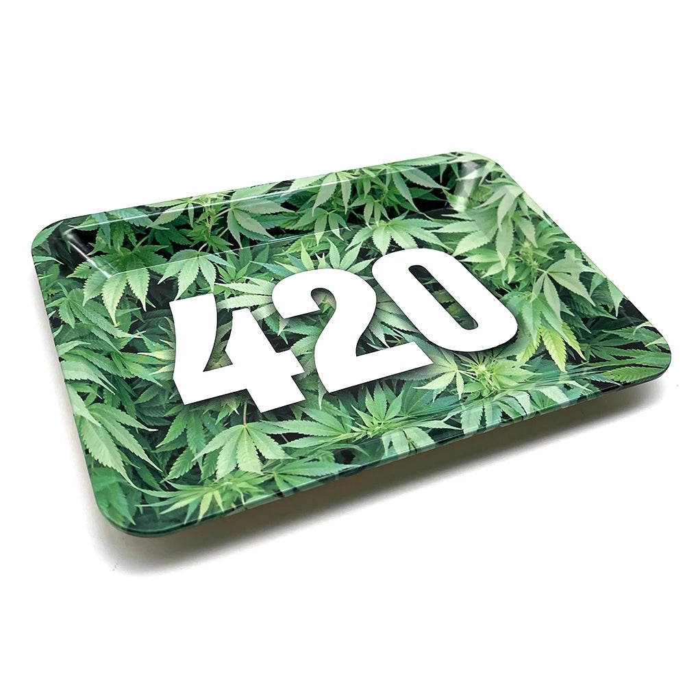8x12.5cm Metal Tray Rolling Tobacco Container Smoking  Storage Tinplate Cigar Plate Tool Roller Case  Storage Trays