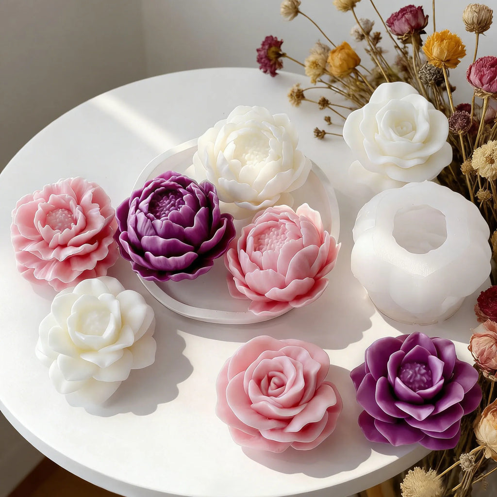 DIY Flowers Series Silicone Mold Handmade Aroma Candle Plaster Resin Mold Floral Form Rose Peony Chocolate Candy Baking Tool