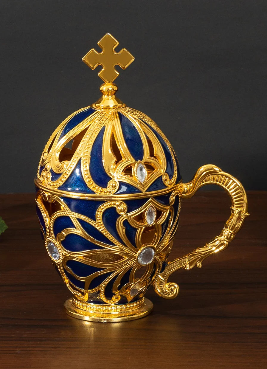 European-style hollow incense burner with diamonds, home indoor aromatherapy furnace, creative soothing retro with handle orname