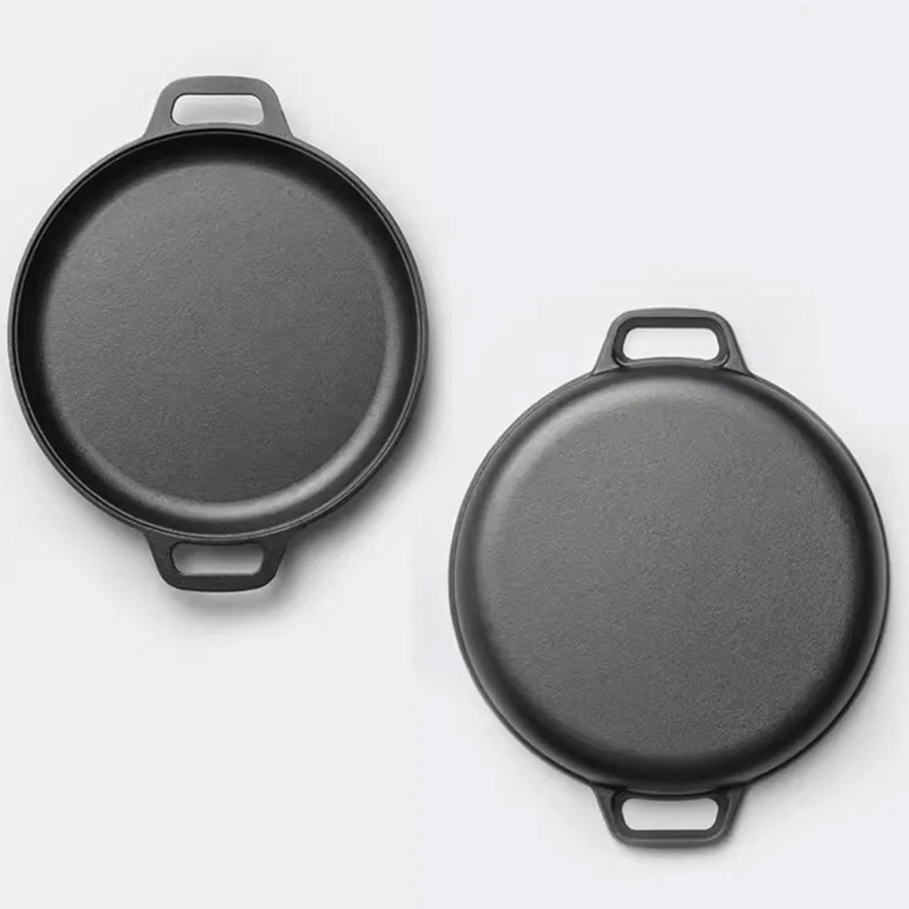 Cast Iron Frying Pan For Home Use Pizza Pancake Fry Pan Non-Stick Round Griddle For Crepes Camping BBQ Grill for Outdoor Cookwar