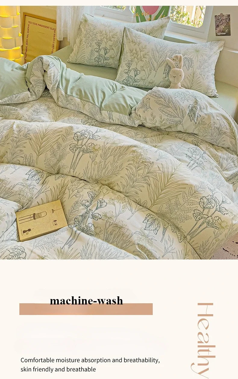 4pcs/set Bedding Set Simplicity Style Twin Queen Size Duvet Cover Flat Sheet Pillowcase Kids Adult Comforter Sets Home Textile