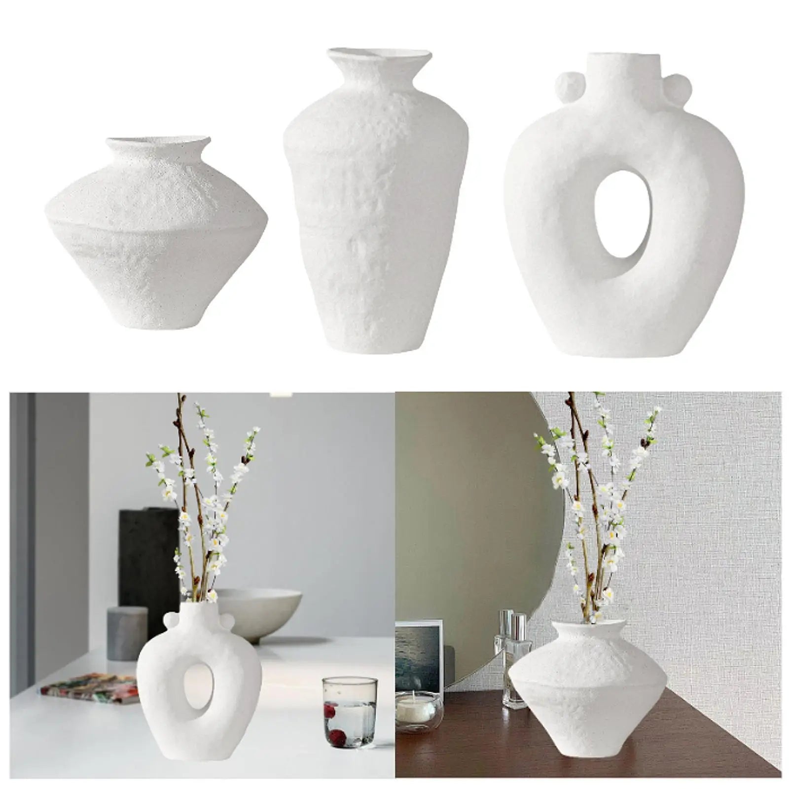Ceramic Flower Vase,Minimalism Style Decoration,Nordic Style Modern Flower Pot,Art Vase for Desk Office Table Decoration