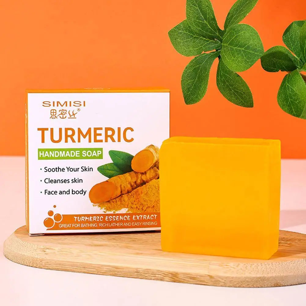 1/2PCS Natural Turmeric Soap Bar for Face & Body, Turmeric Skin Brightening Soap for Dark Spots, Even Tone Exfoliating Face Wash