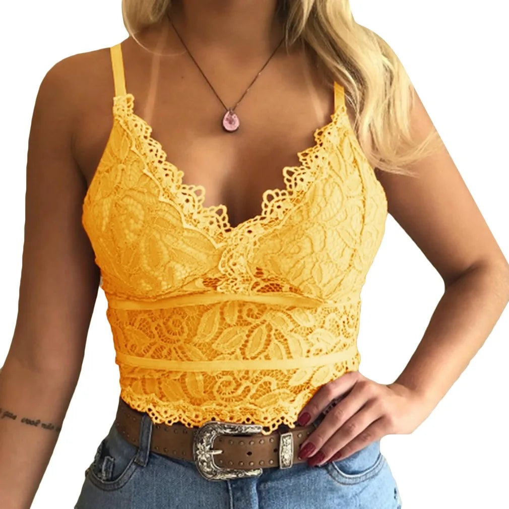 2023 European American women vests women's clothing sexy perspective Lace suspenders Fashion outerwear underwear tank top vest