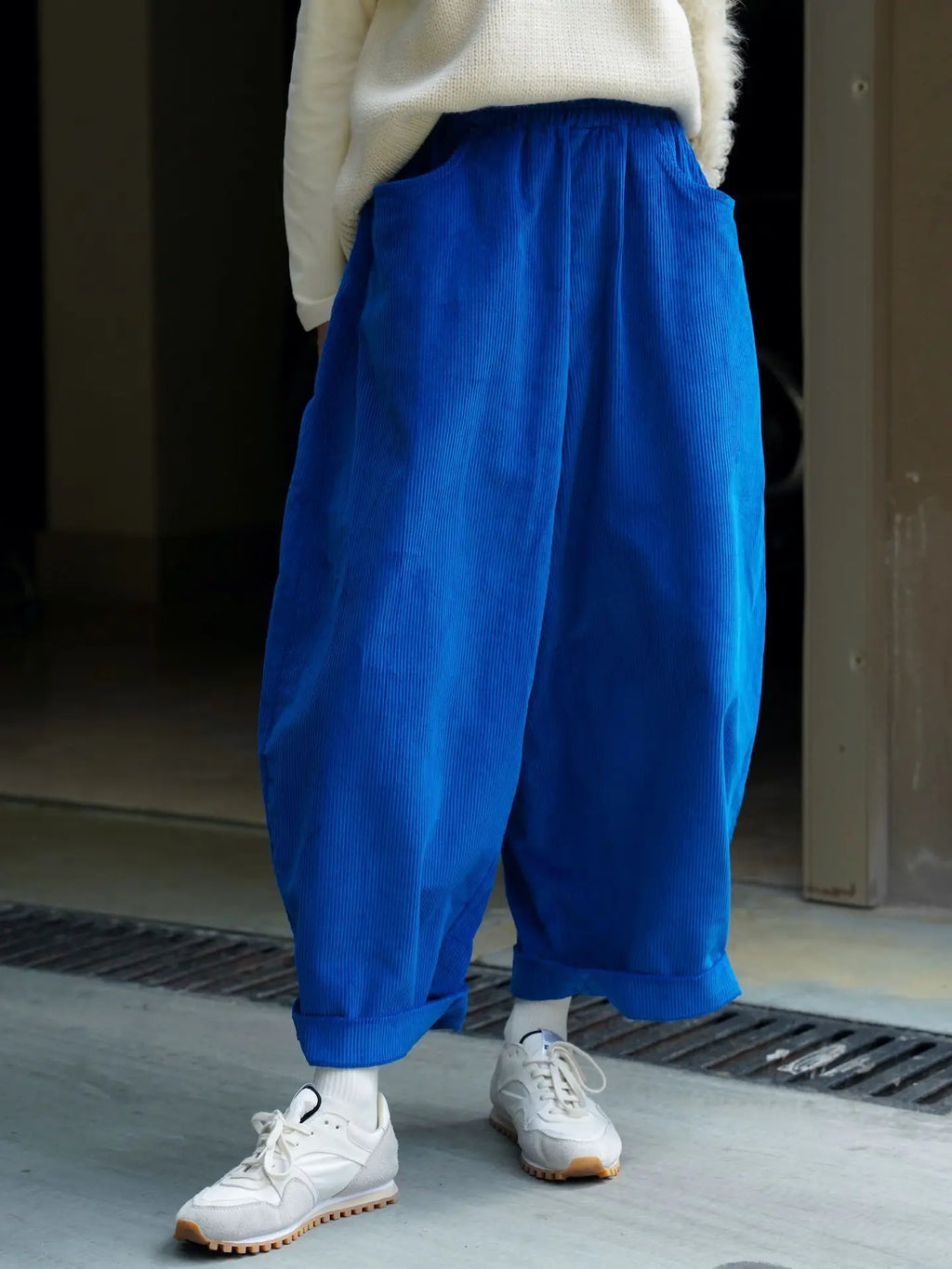 2025 Women Spring Fashion Big Wide Leg Pants Stretch High Waist Corduroy Pants Fashion Clothes 100% Cotton Pants Female Trousers