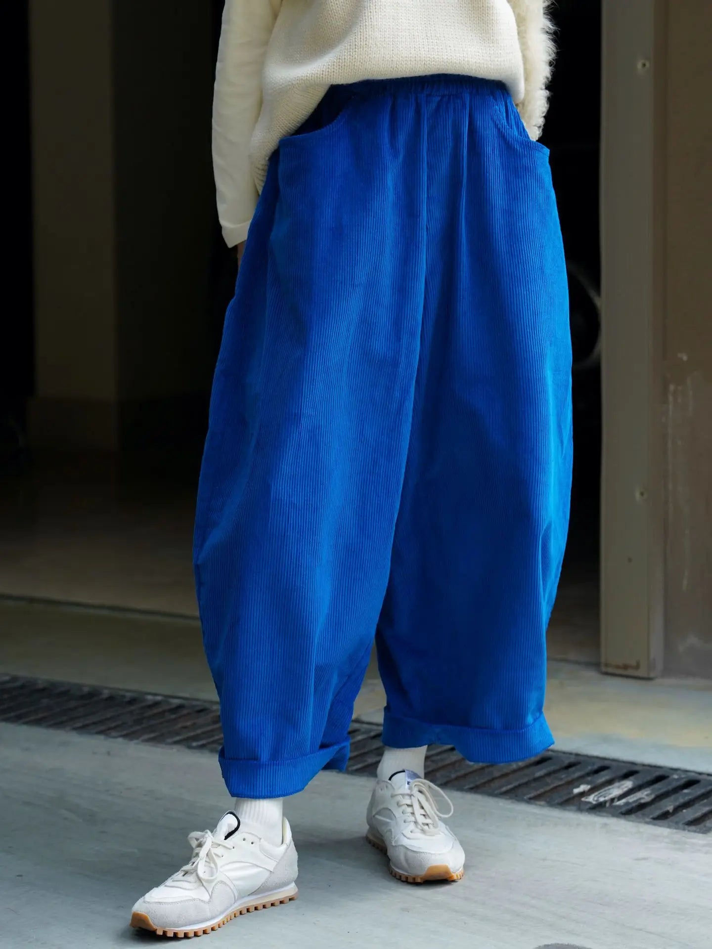 2025 Women Spring Fashion Big Wide Leg Pants Stretch High Waist Corduroy Pants Fashion Clothes 100% Cotton Pants Female Trousers