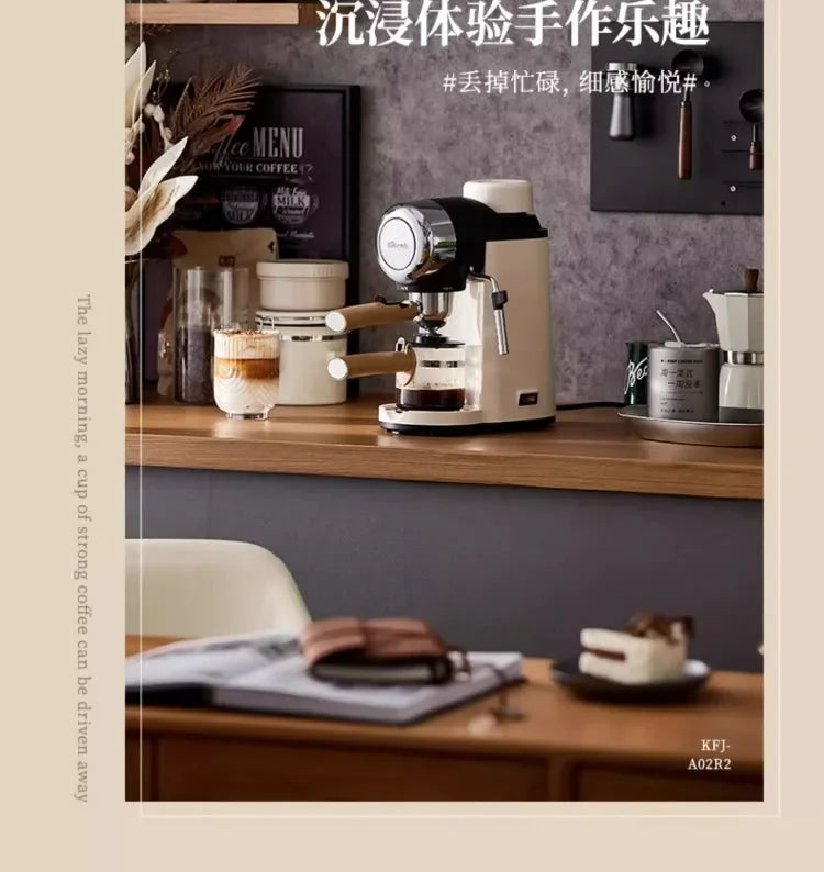 220V Bear Coffee Maker Small Home Espresso Semi Automatic Office All in One American Hand Grind Brew Machine CQ