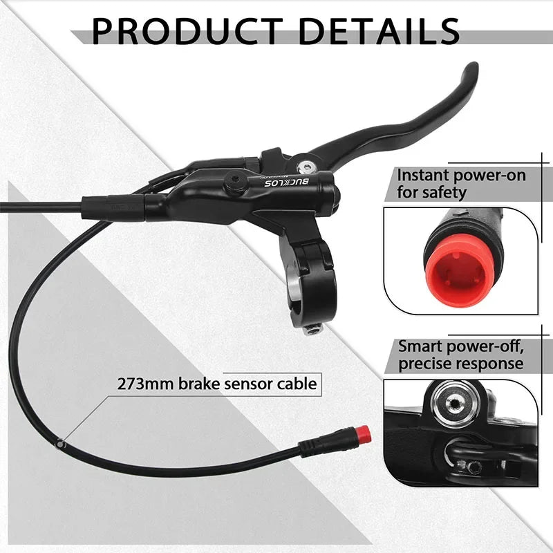 BUCKLOS Power Off Electric Bicycle Brakes 2 Piston with G3 Rotor E-Bike Hydraulic Disc Brake Set Aluminum Alloy Bike Brakes