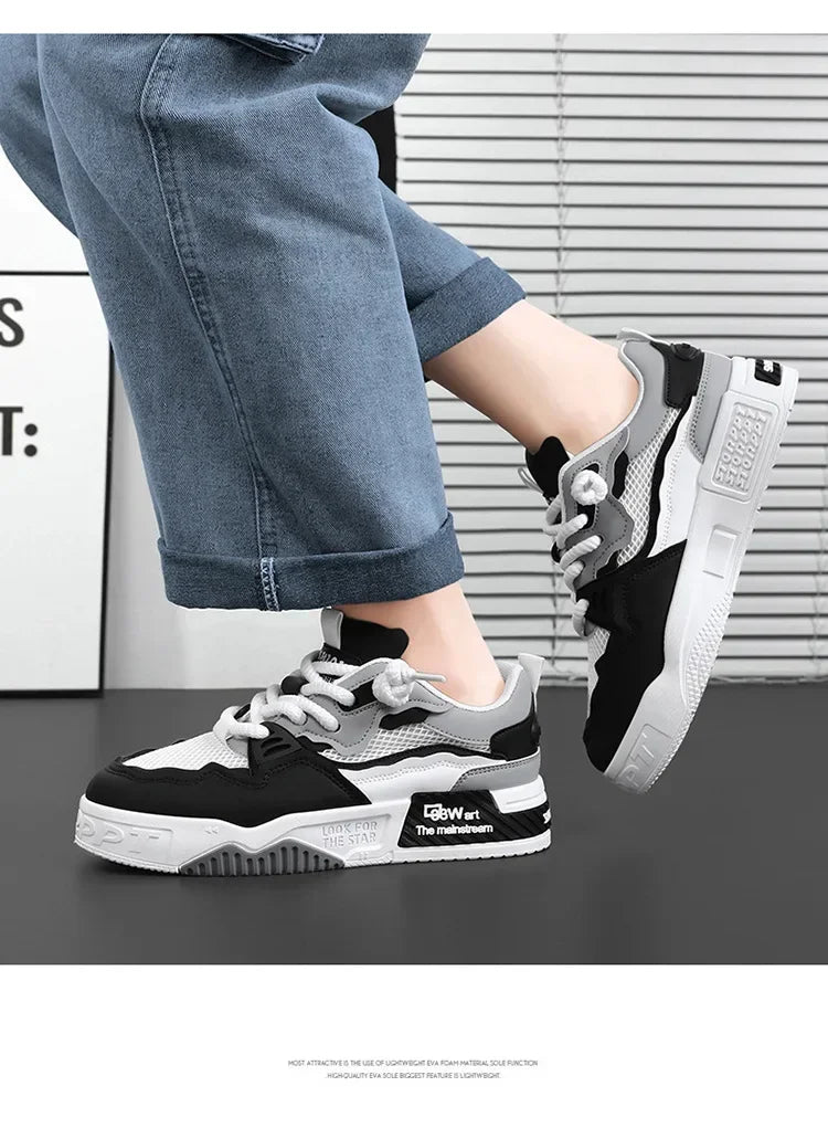 2025 new large-sized men's shoes, all-season fashion and versatile, soft-soled white sneakers and sports shoes