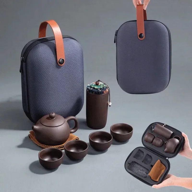 1SET Elegant & Portable Zisha Tea Set - The Perfect Holiday Gift for Tea Lovers