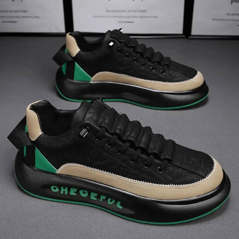 Men Spring Autumn Color Contrast Increased Casual Shoes Fashion Bandages Board Shoes High Quality Outdoor Boots British Style