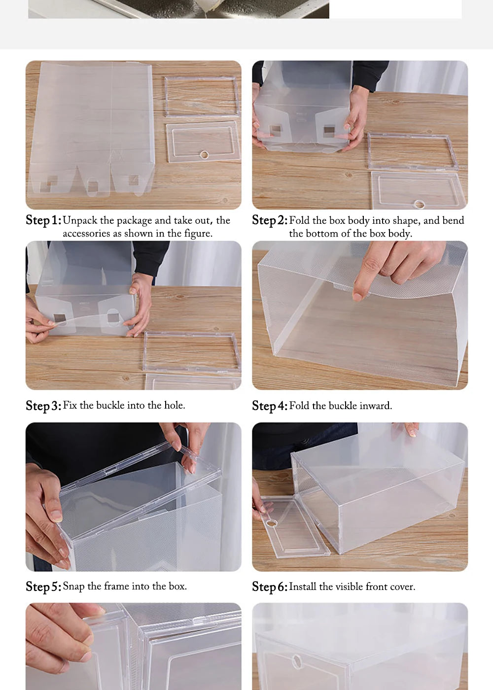 6 Pack Transparent shoe box shoes organizers thickened foldable Dustproof storage box Stackable combined shoe cabinet Sale