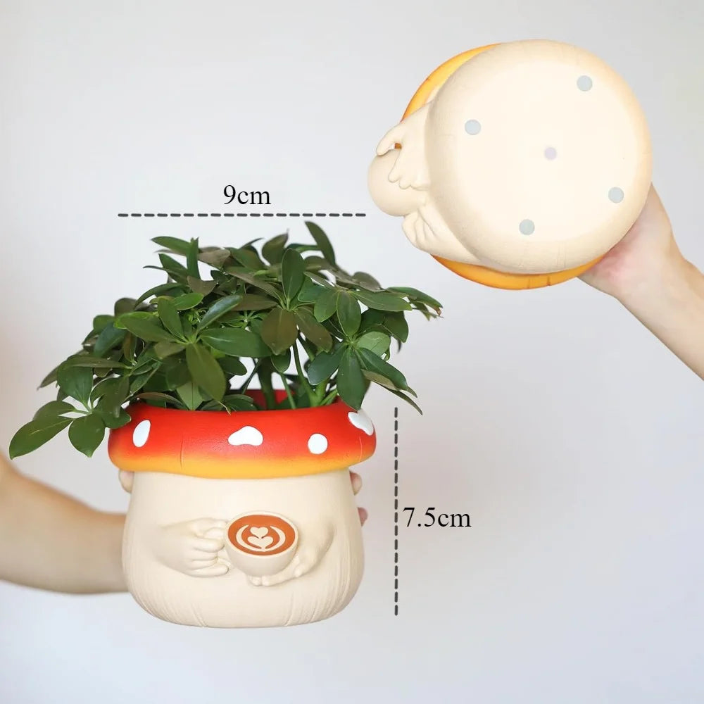 2024 Cute Plant Pot,Flower Planter,Mushroom Ceramic Small Plant Pot,Cute Decorative Succulent Pot for Indoor & Outdoor Plants