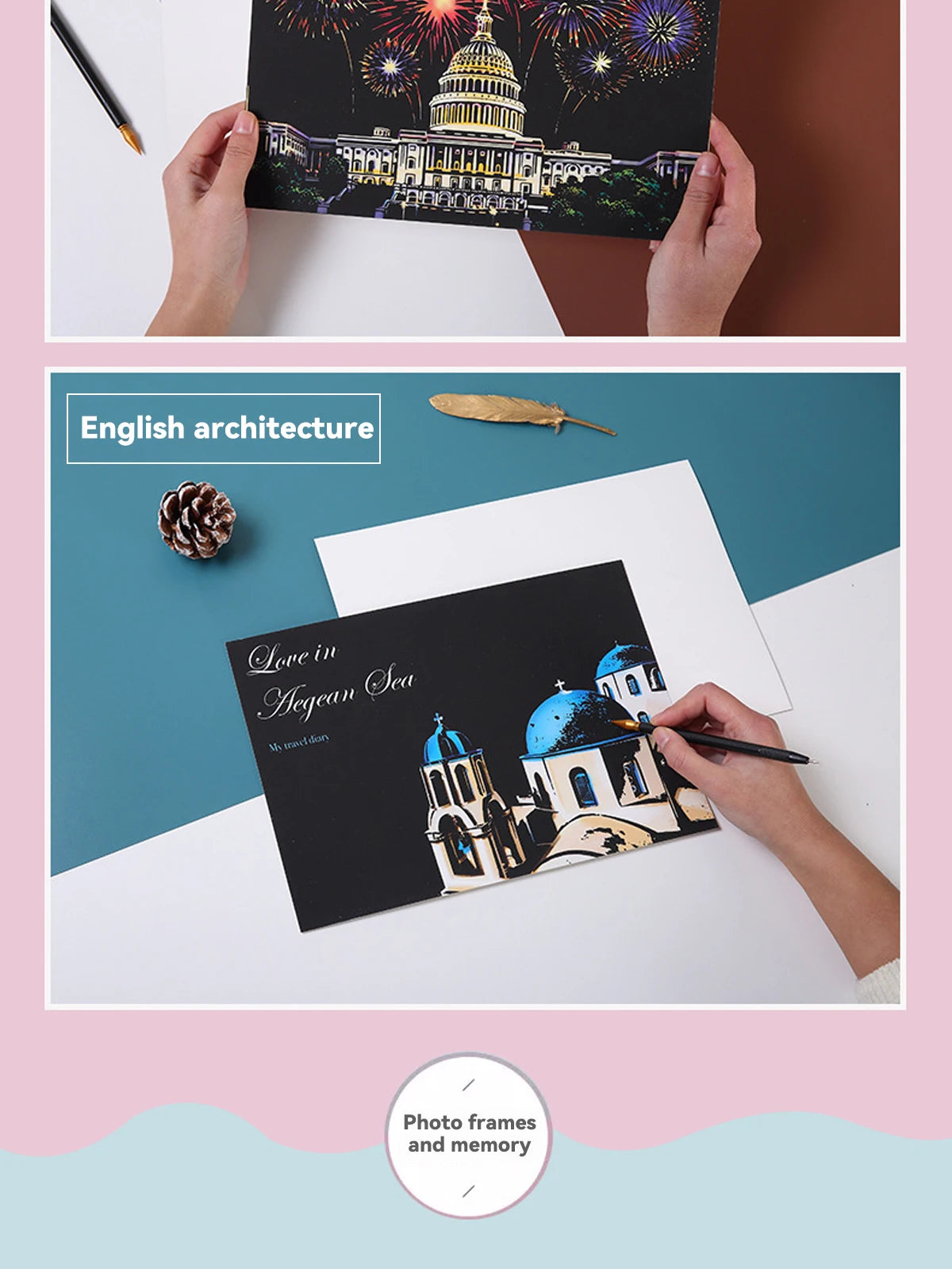 A4 Scratch Paper Art Crafts World Landscape Scraping Paintings Adult Decompression Toys Kids Creative DIY Handmade Gifts