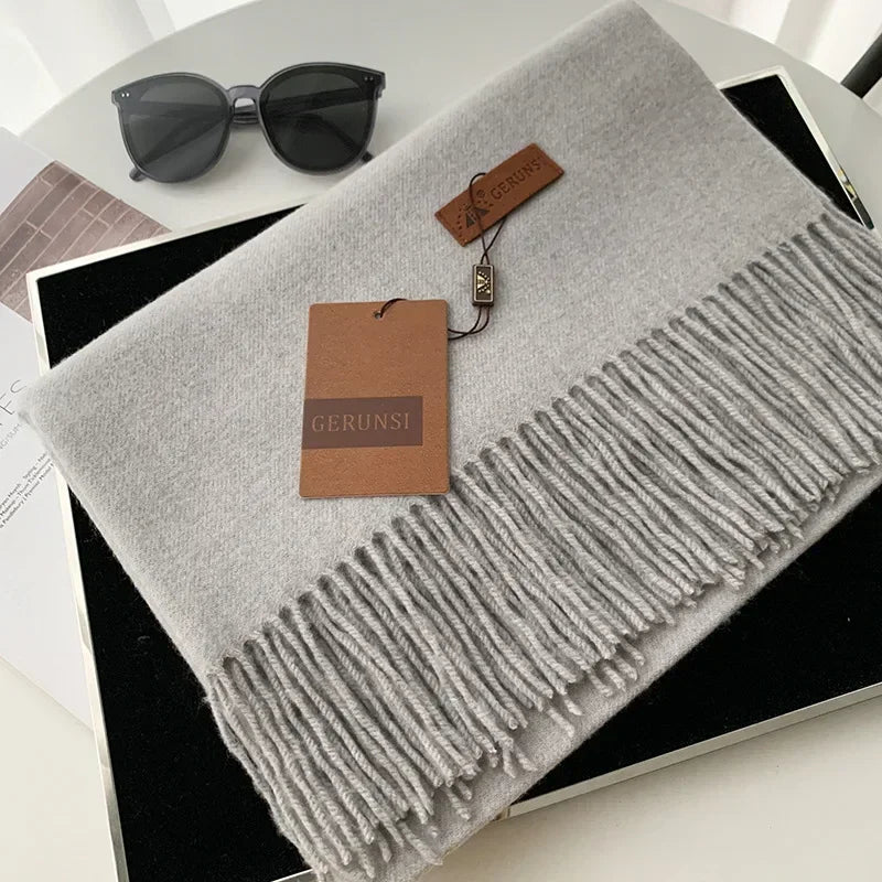 2024 Winter Cashmere Scarf Women Thick Warm Pashmina Shawls Wraps Solid Color Tassel Lady Blanket Echarpe Bufanda Hijab