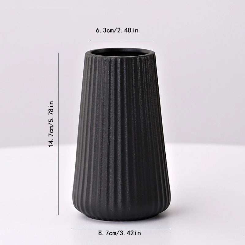 1PC Black Ceramic Vase Flower Ceramic  for Flowers Small Vase for Office and Living Room Home Decoration Ceramic Vase jarrones