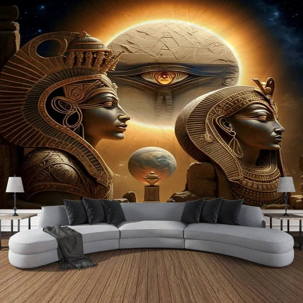 Egyptian Painting Tapestry  Nefertalis Tomb Thebes Wall Hanging Gods of Ancient Egypt Mural for Bedroom Living Room Dorm Decor