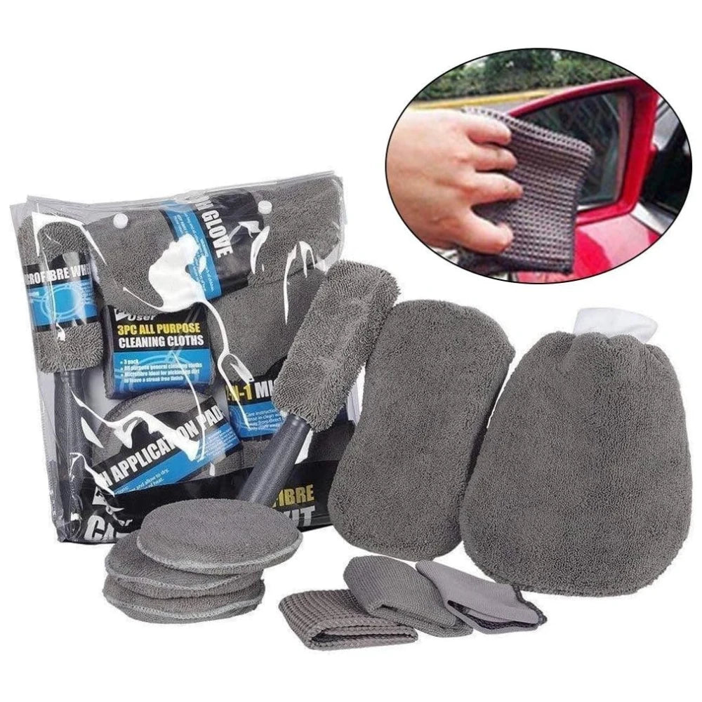 Car Washing Towel 9-Piece Microfiber Car Wash Cleaning Kit Detailing Tools Set for Interior Exterior for Cleaning Cars Casement