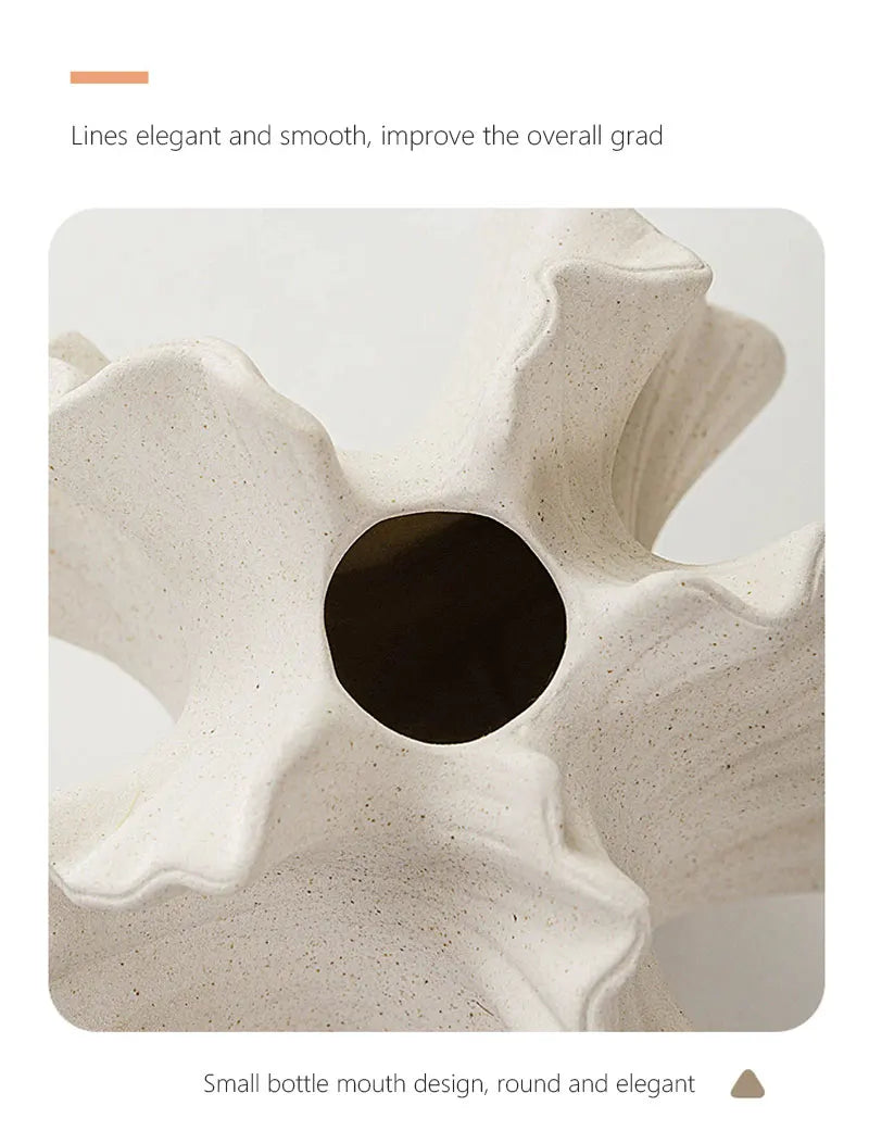 Ceramic Coral Vase Nordic Art Dry Flower Vase Pot Beige Matte Container for Flower Pampas Grass Living Room Tabletop Decoration