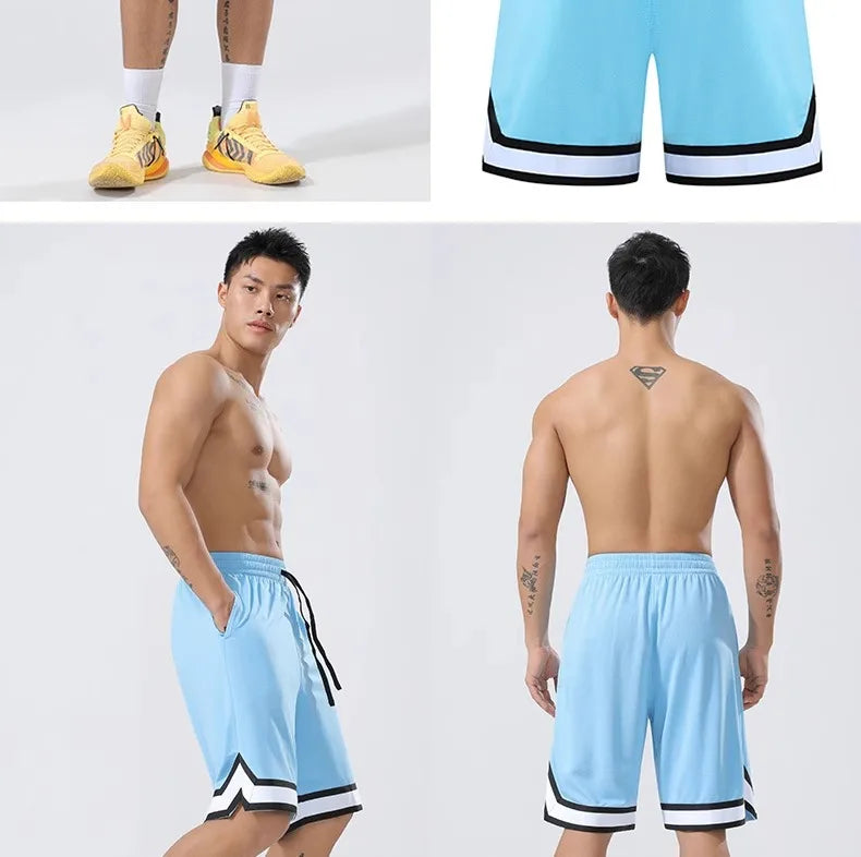 Basketball Pants Sports Running Training Casual Pants Five-point Basketball Shorts Double-sided Zipper Pocket Fitness Men Loose