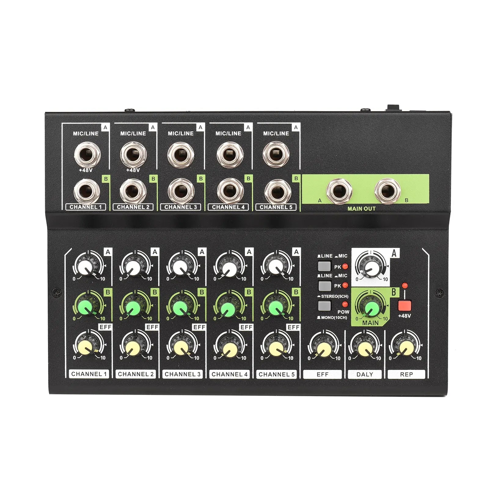 10-Channel Mixing Console Digital Audio Mixer Stereo Mic/Line Mixer Reverb & 48V Phantom Power for Recording DJ Live Karaoke