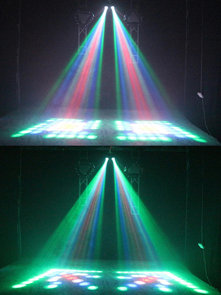 DJ Double Head Airship Light 128LEDs RGBW Patterns Stage Effects Lighting Auto/Sound Actived Disco Home Club Dance Party Lights