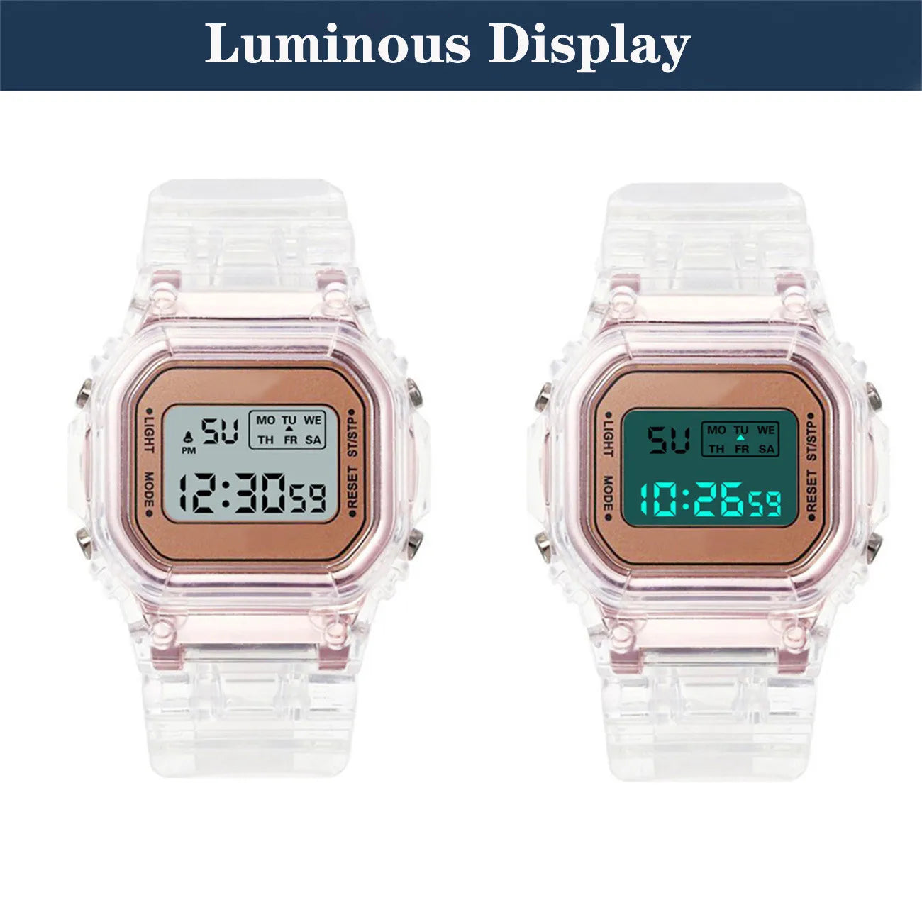 1/5pc Fashion Men Women Watches Transparent Digital Sport Lover'S Gift Children Kid'S Wristwatch Female Clock  Specification