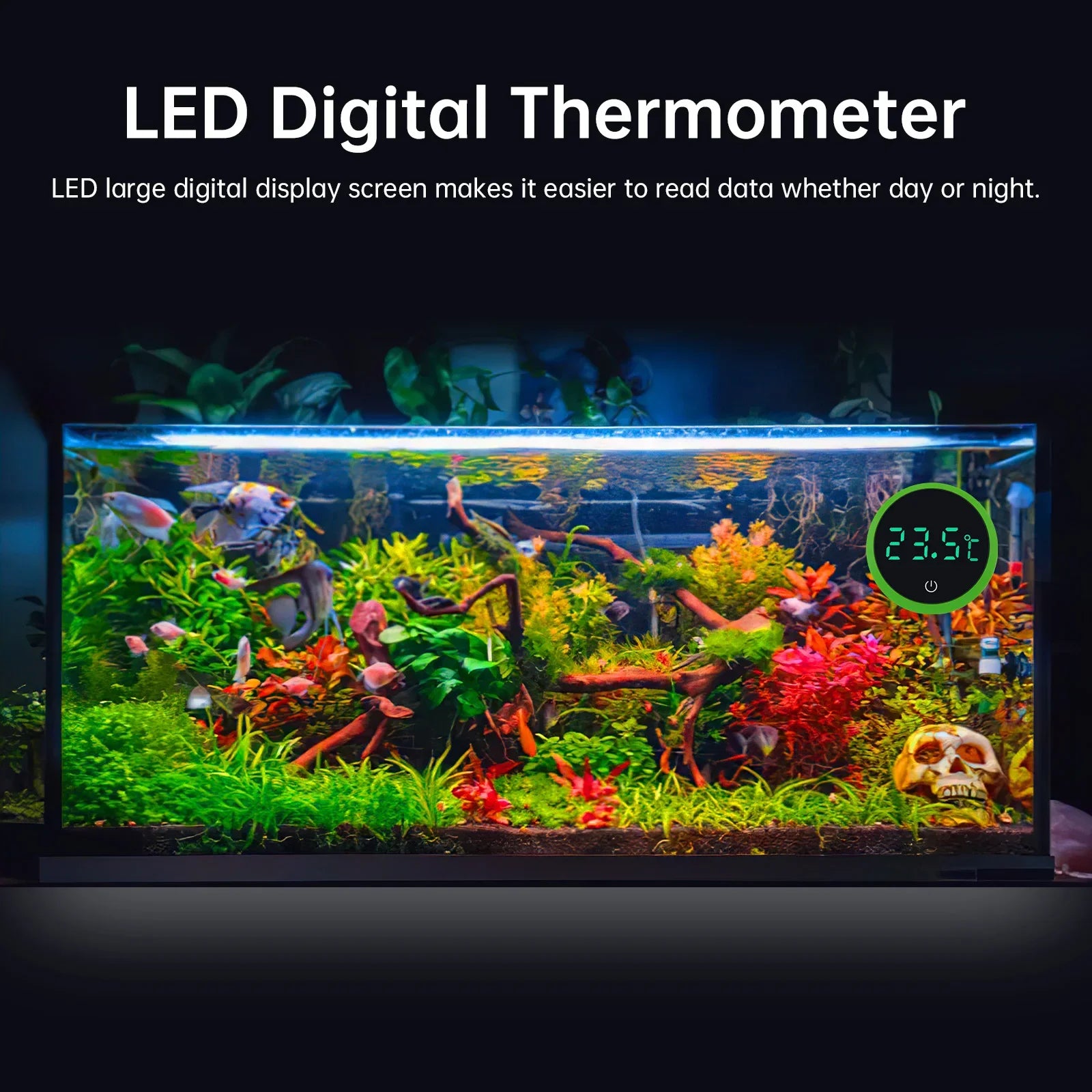 Cordless Digital Aquarium Thermometer LED Display Electronic Fish Tank Water Temperature Measurement Control Temp Meter Gauge
