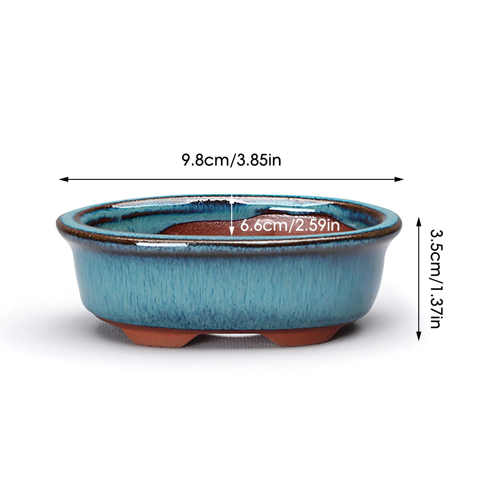 Ceramic Succulent Flower Pot Chinese Style Pottery Bonsai Pots with Drain Hole Purple Sandstone for Desktop Home Decoration