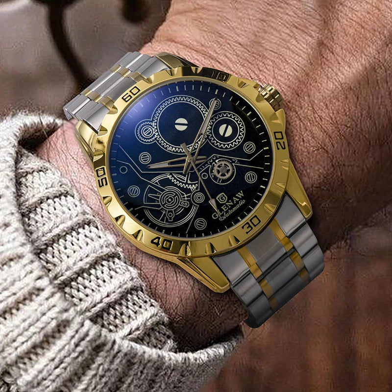 2025 New Glenaw Watches Gear Mechanical All Luminous Design Style Stainless Steel Waterproof Mechanical Watch Men Clock GL8688