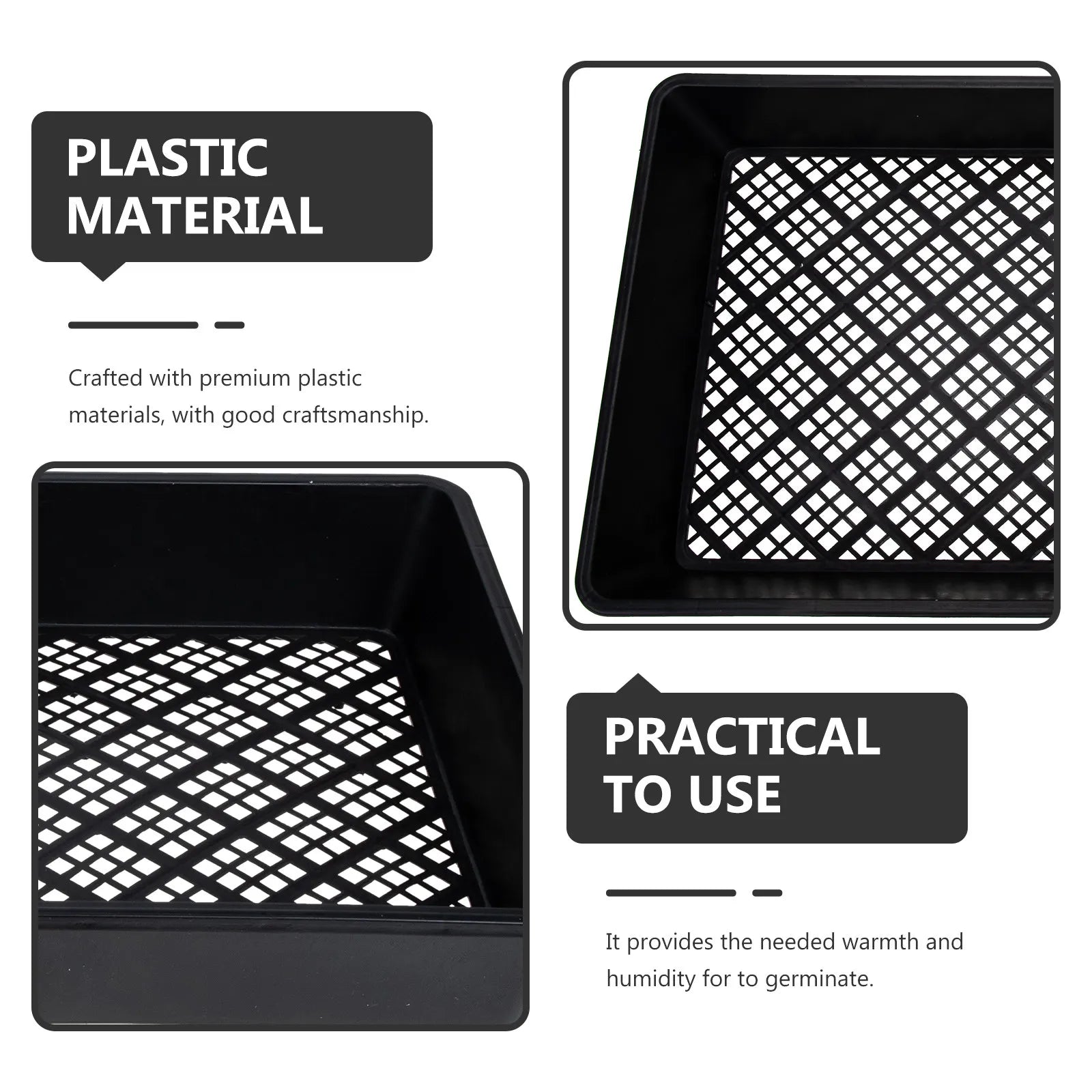 6Pcs Microgreens Growing Trays Sturdy Plant Nursery Plate for Seed Germination Reusable Sowing Tray with High Bearing Capacity