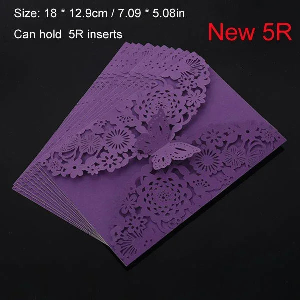 10pcs 3D Butterfly Wedding Invitation Card Flower Bithday Cards Girl Debut Invitations Laser Cut Hollow Out Party Cards 5R size