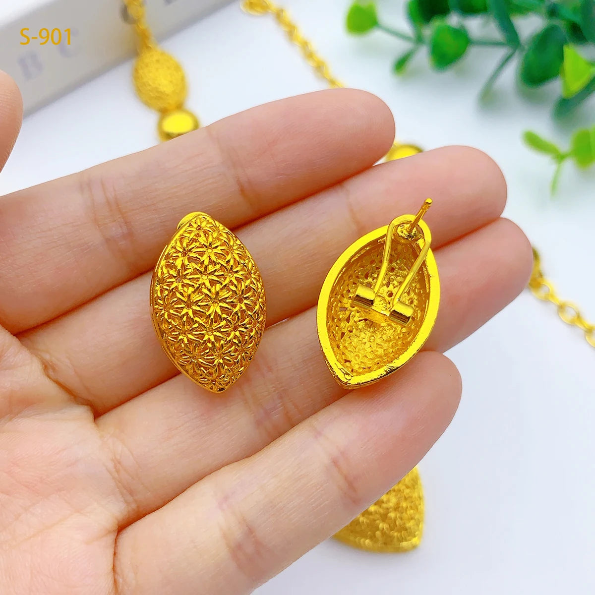 Ethiopian 24k Gold Plated Jewelry Sets for Women Costume Dubai Bridal Round Necklace Earrings Sets Nigerian Wedding Gifts