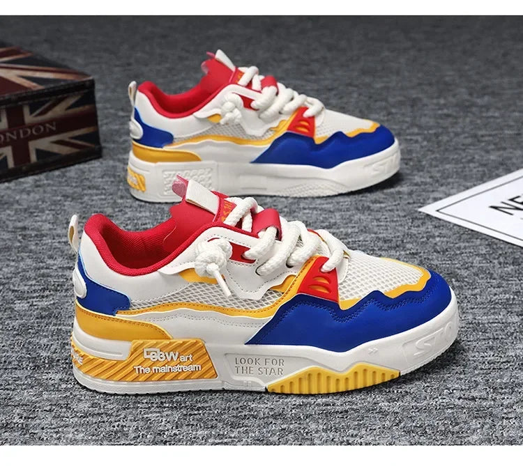 2025 new large-sized men's shoes, all-season fashion and versatile, soft-soled white sneakers and sports shoes