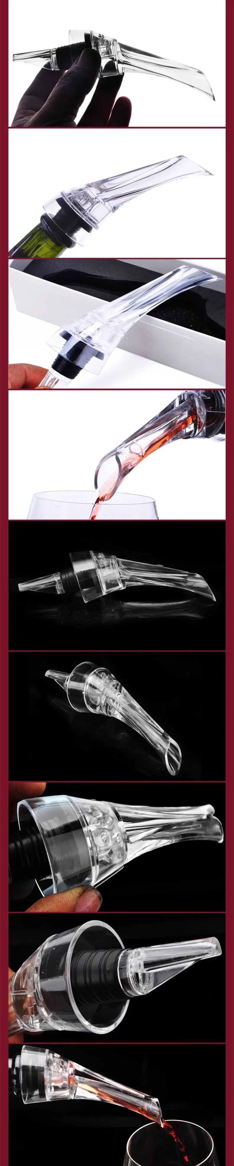 Acrylic Wine Aerator Pourer Premium Aerating Pourer Red Wine Decanter Cap Spout Stopper Bottle Mouth Dispenser Decanter Spout