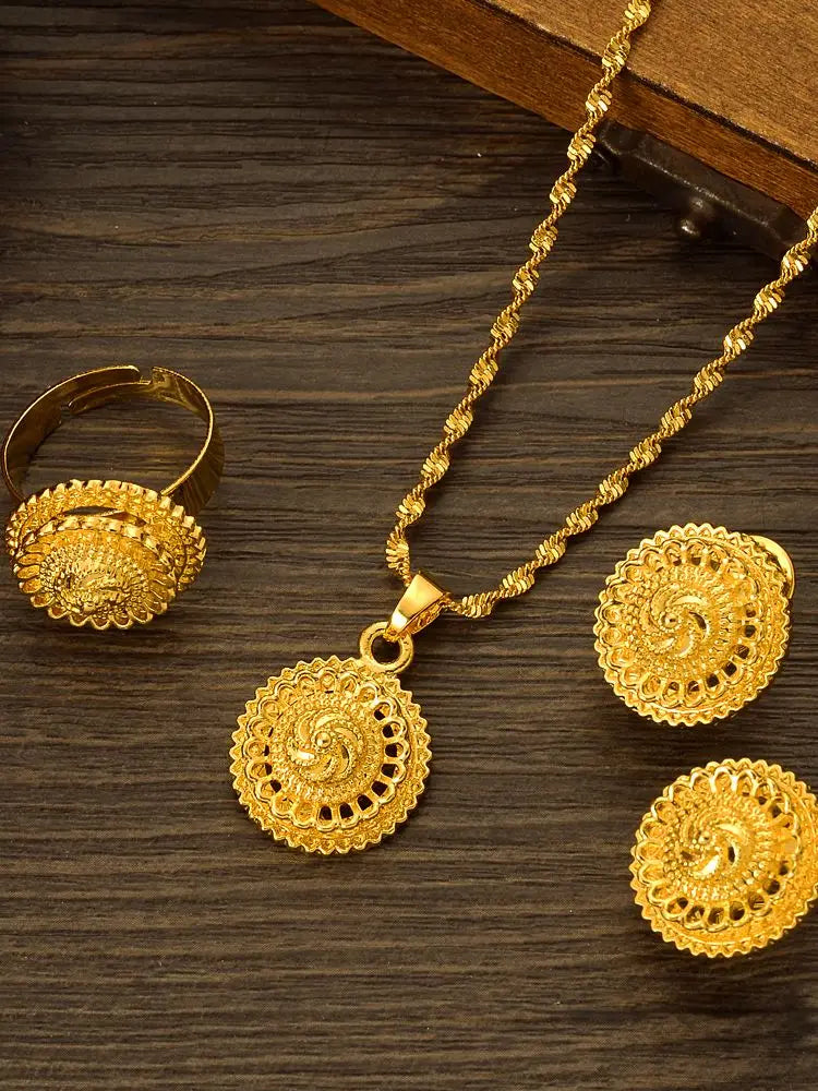 24K Gold Color Ethiopian Traditiona Newest Item Jewelry Sets  Ethiopia Eritrea Sets For Women's Habesha Wedding Party Gifts