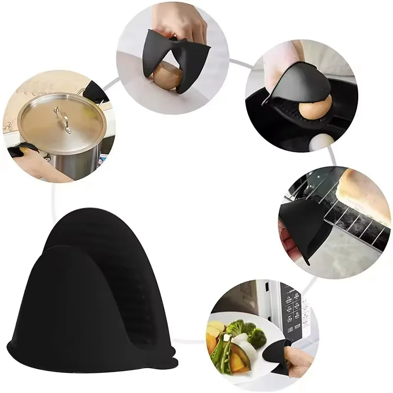 1Pair Oven Mitts Silicone Heat Resistant Pinch Mitts Anti Scalding Non Slip Gloves Clips Pot Holder Cooking Baking Oven Mitts